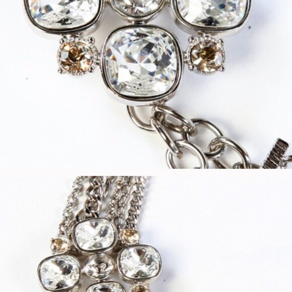 CHANEL ICONIC SWAROVSKI CRYSTAL FLOWER AND EMBLLSHD SILVER CHAIN BELT/NECKLACE main image 5